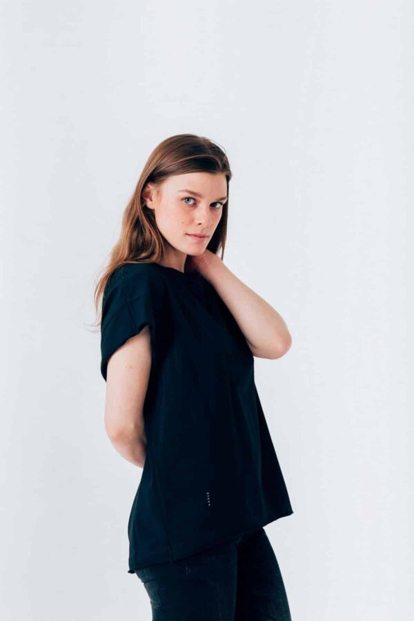 Ženska majica Casual dupli porub Crna