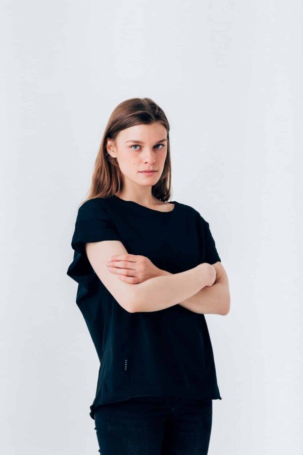 Ženska majica Casual dupli porub Crna